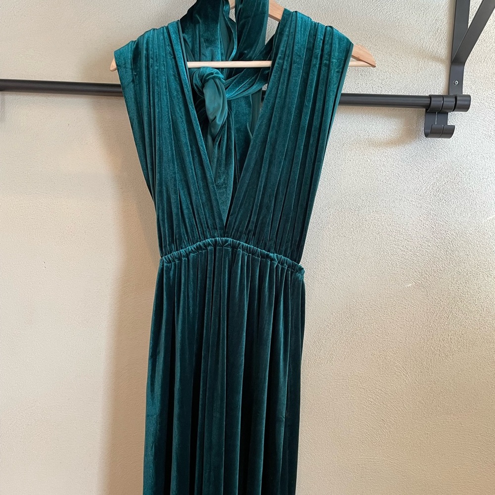 Scholle Dress Emerald Green Velvet Long Infinity Wrap Dress Bridesmaid Party - Picture 12 of 13